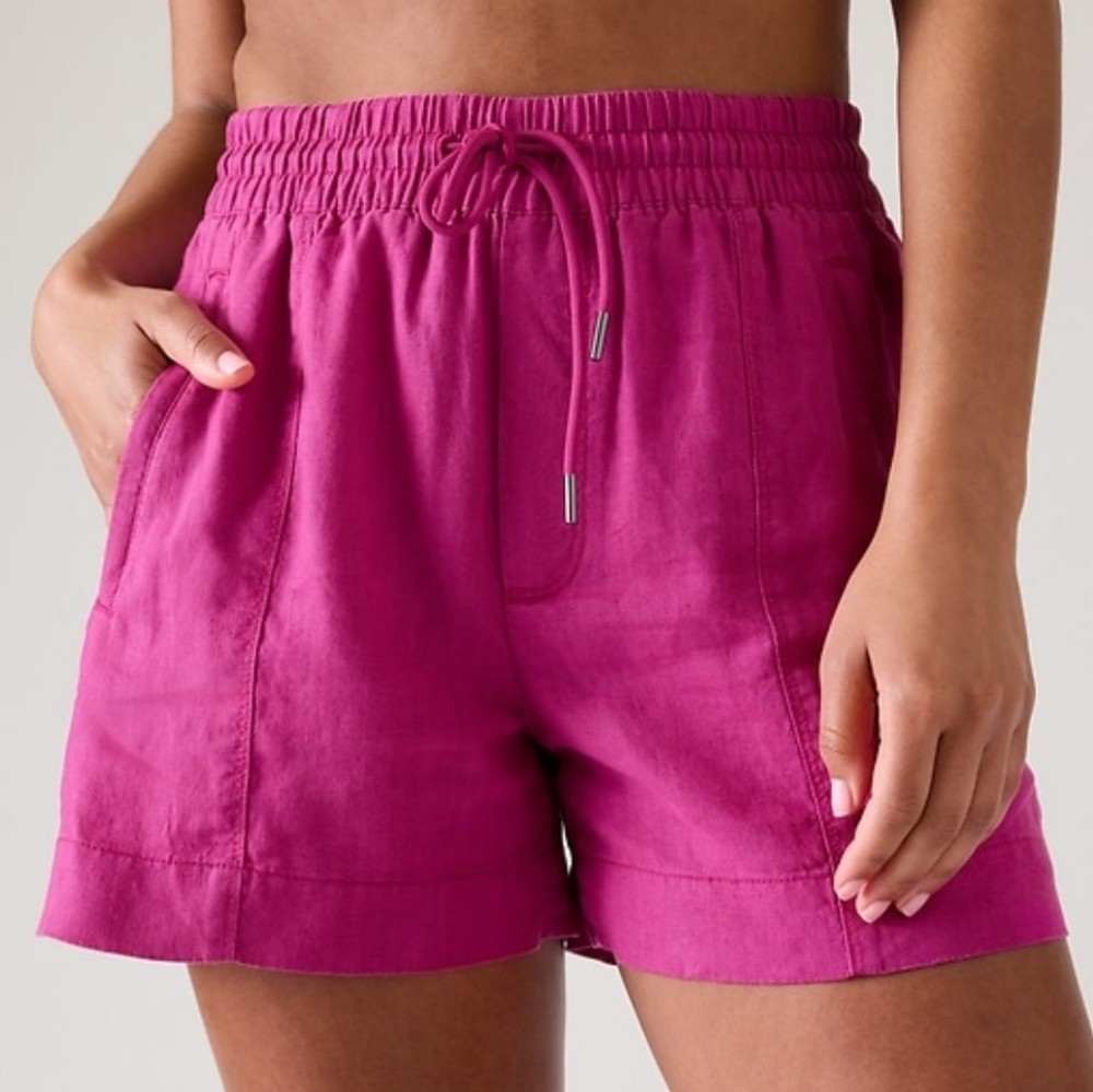 Athleta Retreat Linen Shorts in Iceplant Pink S sold out! NWT MSRP $59